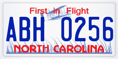 NC license plate ABH0256