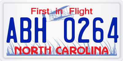 NC license plate ABH0264