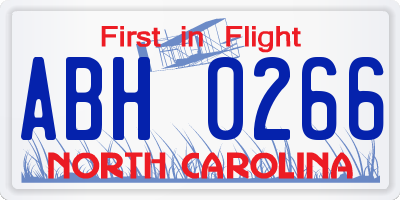 NC license plate ABH0266