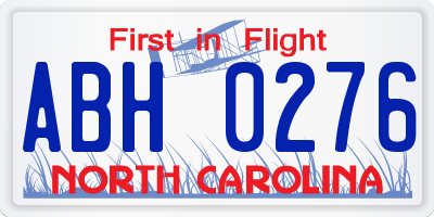 NC license plate ABH0276