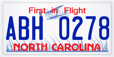 NC license plate ABH0278