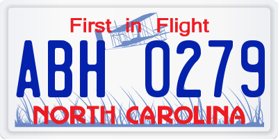 NC license plate ABH0279