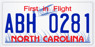 NC license plate ABH0281