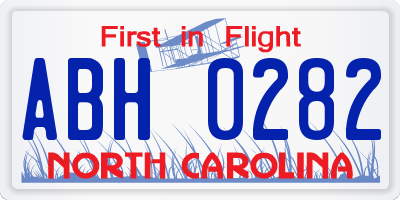 NC license plate ABH0282