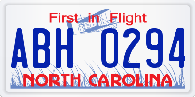 NC license plate ABH0294