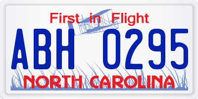 NC license plate ABH0295