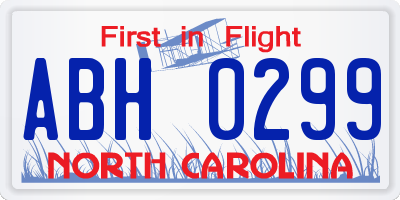 NC license plate ABH0299