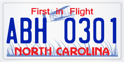 NC license plate ABH0301