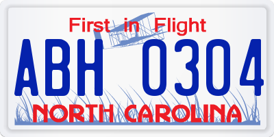 NC license plate ABH0304