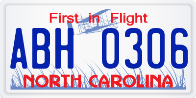 NC license plate ABH0306