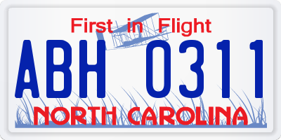 NC license plate ABH0311