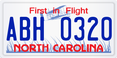 NC license plate ABH0320
