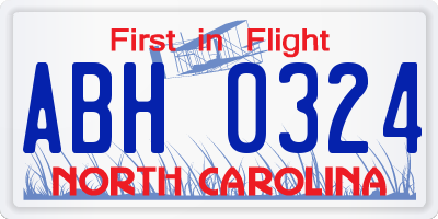 NC license plate ABH0324