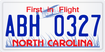 NC license plate ABH0327