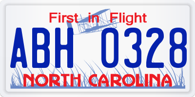NC license plate ABH0328