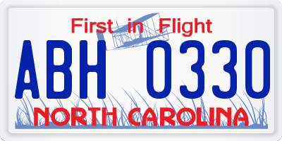 NC license plate ABH0330