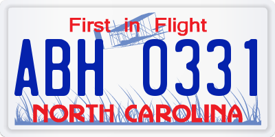 NC license plate ABH0331