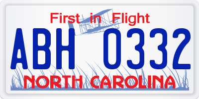 NC license plate ABH0332