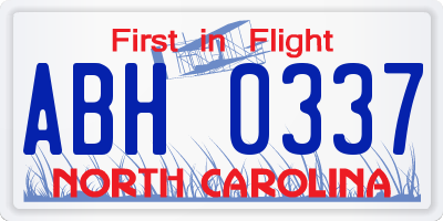 NC license plate ABH0337