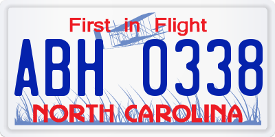 NC license plate ABH0338