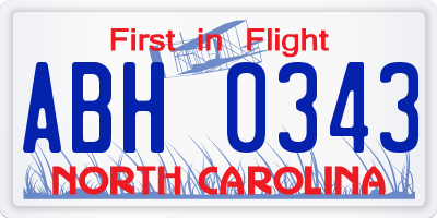 NC license plate ABH0343