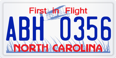 NC license plate ABH0356