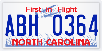 NC license plate ABH0364
