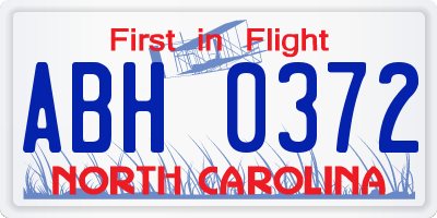 NC license plate ABH0372