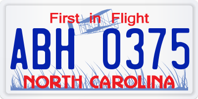 NC license plate ABH0375
