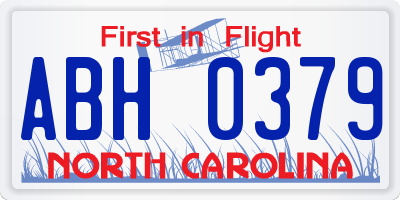 NC license plate ABH0379