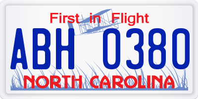 NC license plate ABH0380