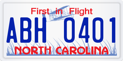 NC license plate ABH0401