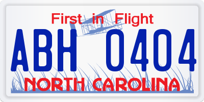NC license plate ABH0404
