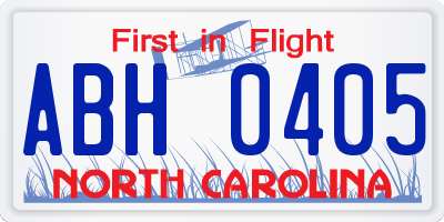NC license plate ABH0405