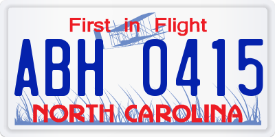 NC license plate ABH0415
