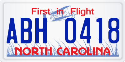 NC license plate ABH0418