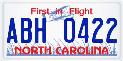 NC license plate ABH0422