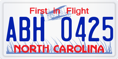 NC license plate ABH0425