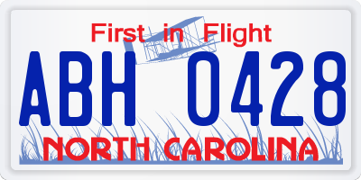 NC license plate ABH0428