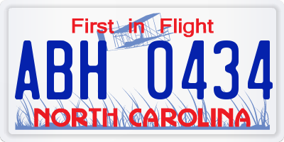 NC license plate ABH0434
