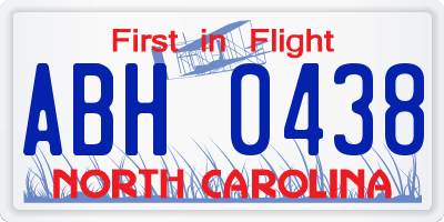 NC license plate ABH0438