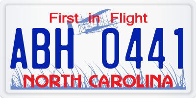 NC license plate ABH0441