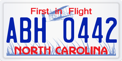 NC license plate ABH0442