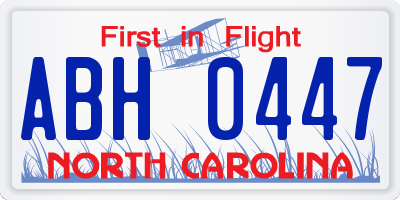 NC license plate ABH0447
