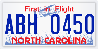 NC license plate ABH0450