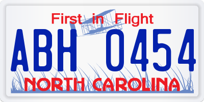 NC license plate ABH0454