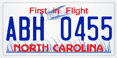 NC license plate ABH0455