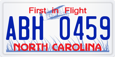 NC license plate ABH0459