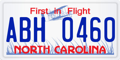 NC license plate ABH0460