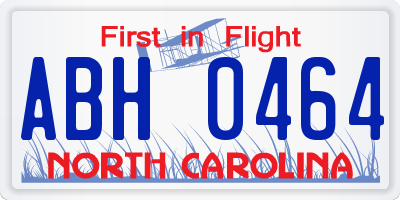 NC license plate ABH0464